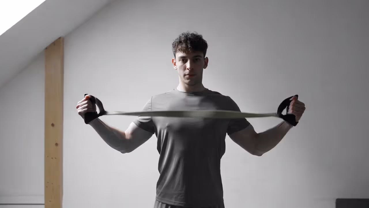 Band pull-apart strengthening upper back for better posture